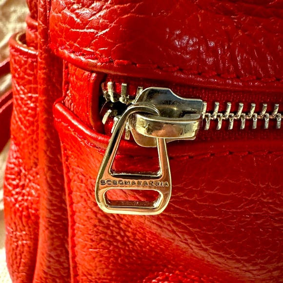BCBGMaxAzaria Red Adjustable Backpack Purse Made in Italy Good Condition - Picture 4 of 16
